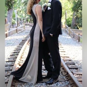 Black and Beige (Silver sparkles) Formal Xscape Gown